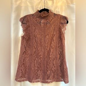 High neck lace tank top